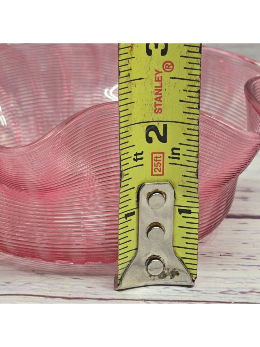 Antique Victorian Cranberry Art Glass Threaded & Ruffled Bowl With Elegant Swirl - Picture 10 of 10